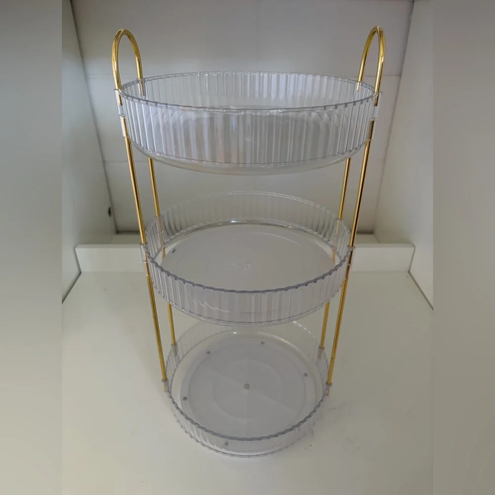 Two-Tier Clear and Gold Serving Stand